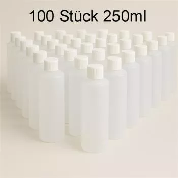 250 ml Kunststoff-Leerflaschen mit Schraubverschluss – 100 Stück im Vorteilspack